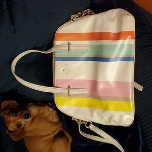 Kate Spade pocket book, white with colored stripes!